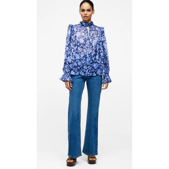 French Connection Cynthia Floral Keyhole Top Size 0 New with Tags - Picture 3 of 7